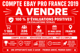 🚀 Compte eBay PRO France 2019 | 100 % Positif | 1 188 Ventes | 226 Abonnés | Ancien Compte Vendeur Premium | Boutique eBay Professionnelle